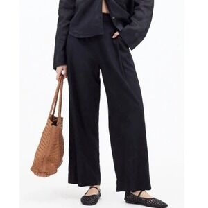 Madwell Parker Ankle Black Crinkle Textured Pant Medium NWT Coastal Boho Lagen‎
